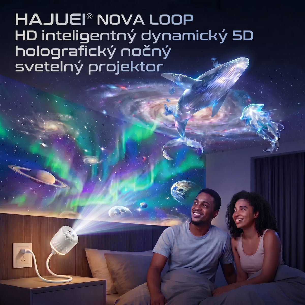 🦈 Posledný deň akcie! 🐋 – HAJUEI® Nočný projektor – Inteligentný holografický projektor hviezd 5️⃣