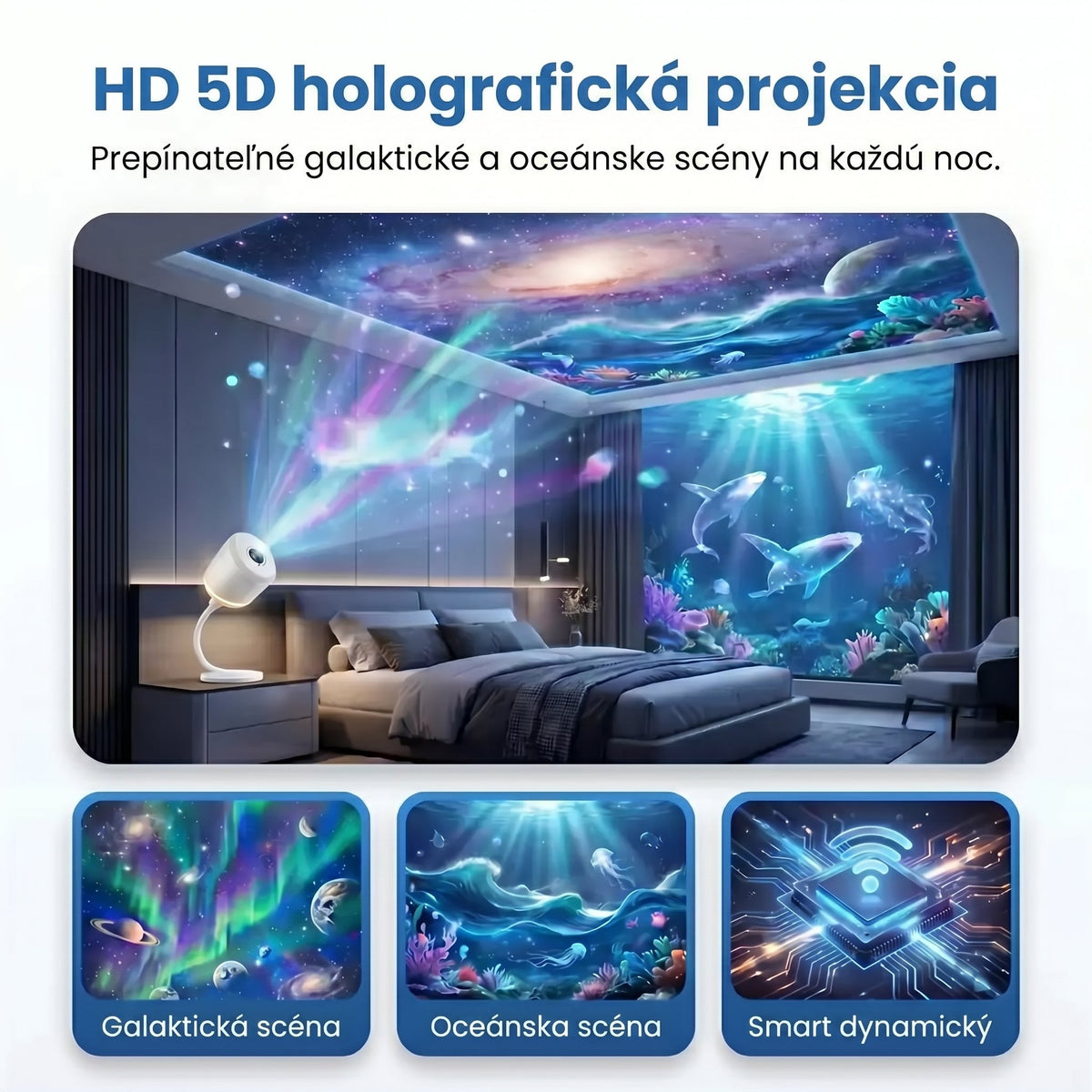 🦈 Posledný deň akcie! 🐋 – HAJUEI® Nočný projektor – Inteligentný holografický projektor hviezd 5️⃣
